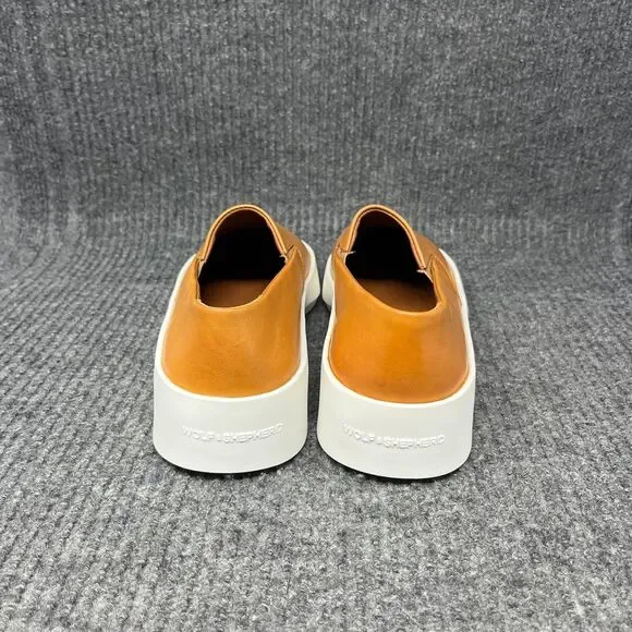 NEW Wolf & Shepherd Cruise Slip‎ On Sneakers Honey Leather Brown Shoes Mens 6.5